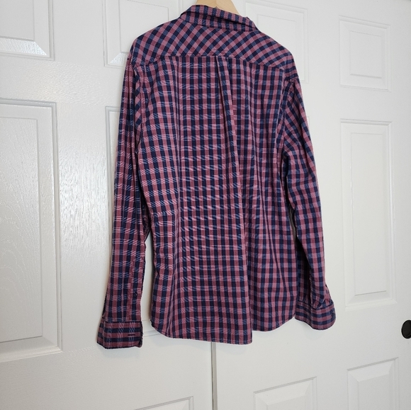 Levi's Strause Burgundy & Blue Plaid Button Down Longsleeve Men's Shirt Size XXL - Picture 2 of 6